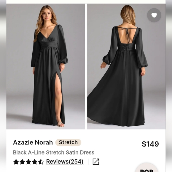 Azazie Dresses & Skirts - Azazie Norah Long Sleeve Black Dress